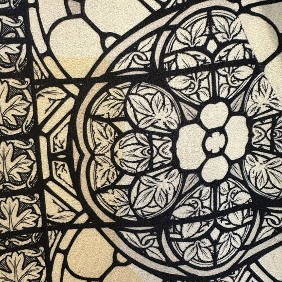 ✨Alexander McQueen Size 42 Black & Beige Patterned Long Sleeve Dress✨ - Picture 3 of 10